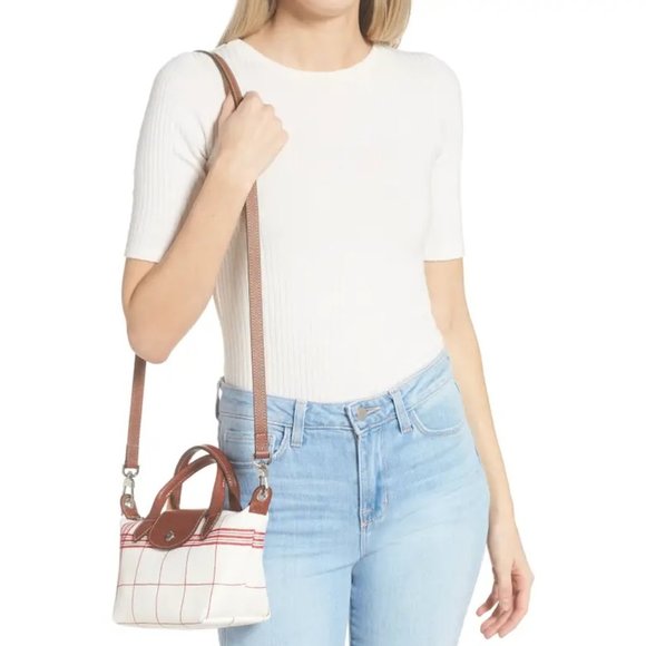 ❤️ NWT LONGCHAMP Le Pliage XS Canvas Crossbody Satchel Bag Torchon RED AUTHENTIC - Picture 5 of 16